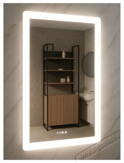 Badenmob LED-es vil&aacute;g&iacute;t&oacute; t&uuml;k&ouml;r, k&ouml;dmentes&iacute;tő funkci&oacute;val, &oacute;r&aacute;val, d&aacute;tummal &eacute;s hőm&eacute;rővel, MD2, 60x80cm Sz&eacute;ps&eacute;g&aacute;pol&aacute;s / Eg&eacute;szs&eacute;g - T&uuml;k&ouml;r - 536083