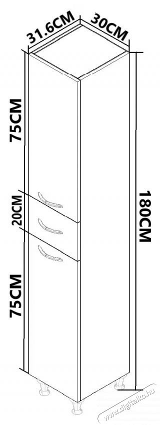 Badenmob magas szekr&eacute;ny, 010-es sorozat, MDF, 30x180x31,6 cm, feh&eacute;r H&aacute;ztart&aacute;s / Otthon / K&uuml;lt&eacute;r - F&uuml;rdőszoba / wc - Kieg&eacute;sz&iacute;tő - 536072