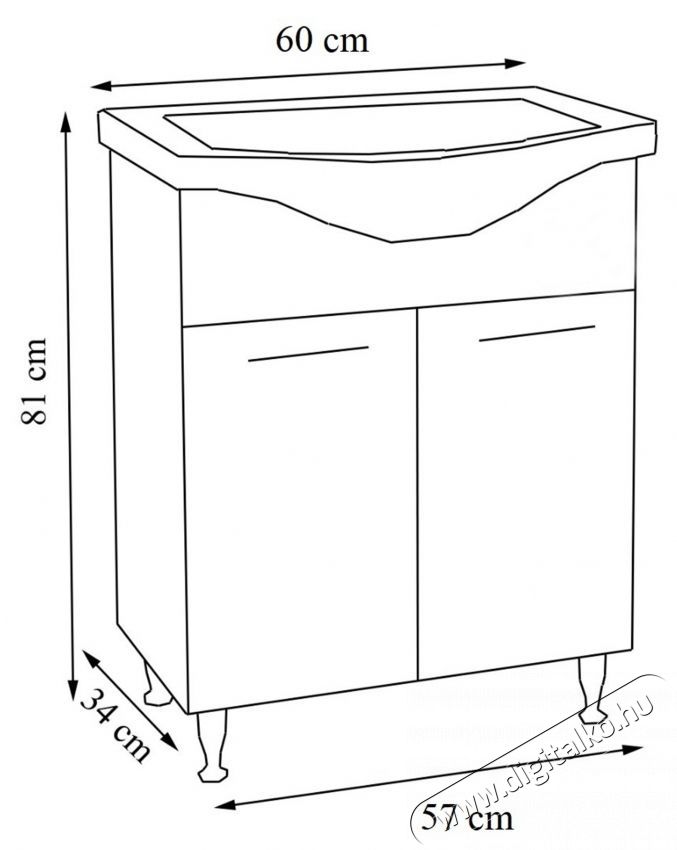 Badenmob Series 053 B&uacute;tor, ker&aacute;mia mosd&oacute;val, 60 x 81 x 45 cm, Feh&eacute;r H&aacute;ztart&aacute;s / Otthon / K&uuml;lt&eacute;r - F&uuml;rdőszoba / wc - Kieg&eacute;sz&iacute;tő - 536075
