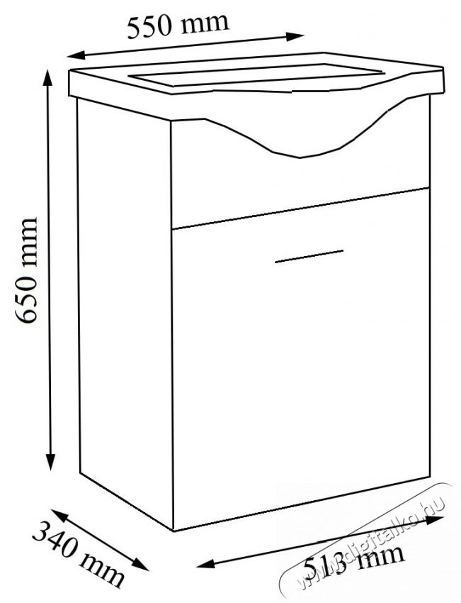 Badenmob 130 F&uuml;rdőszobai mosd&oacute;szekr&eacute;ny &eacute;s mosd&oacute;kagyl&oacute;, 55cm, f&uuml;ggesztett, Feh&eacute;r H&aacute;ztart&aacute;s / Otthon / K&uuml;lt&eacute;r - F&uuml;rdőszoba / wc - Kieg&eacute;sz&iacute;tő - 536086