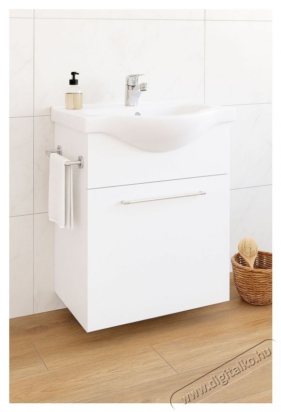 Badenmob 130 F&uuml;rdőszobai mosd&oacute;szekr&eacute;ny &eacute;s mosd&oacute;kagyl&oacute;, 55cm, f&uuml;ggesztett, Feh&eacute;r H&aacute;ztart&aacute;s / Otthon / K&uuml;lt&eacute;r - F&uuml;rdőszoba / wc - Kieg&eacute;sz&iacute;tő - 536086