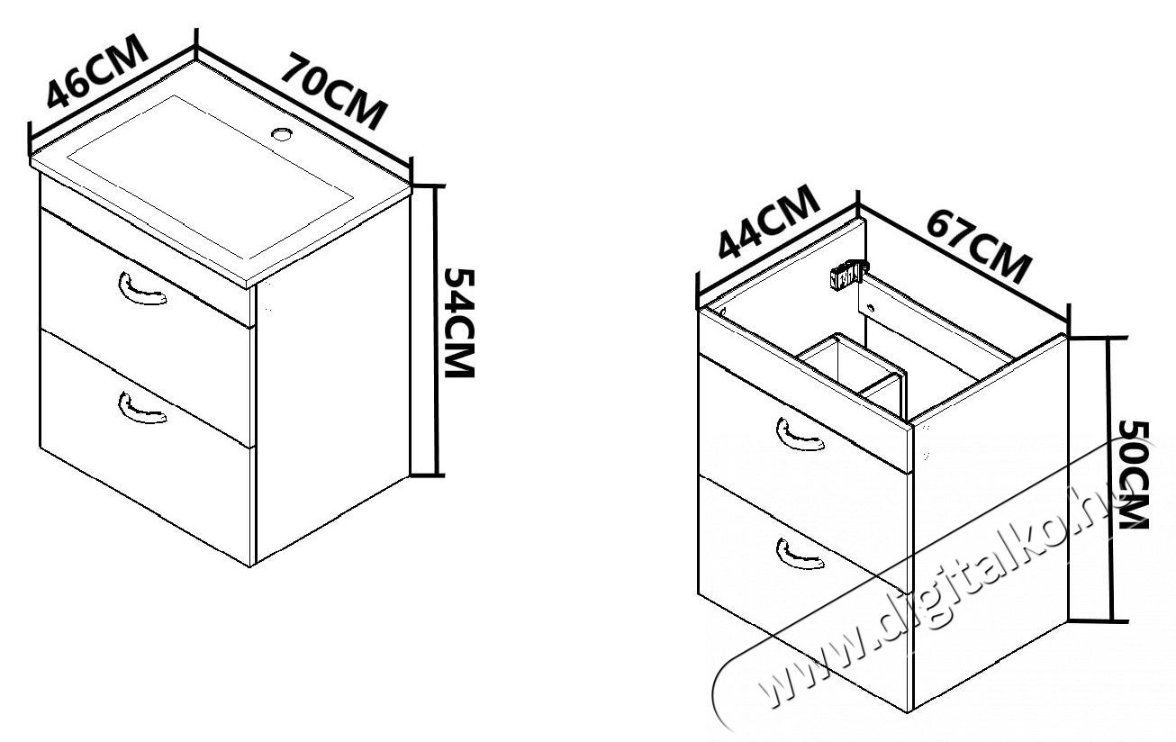 Badenmob 754 b&uacute;tor &eacute;s mosd&oacute;talp, felf&uuml;ggesztett, fi&oacute;kos, feh&eacute;r, 70 cm H&aacute;ztart&aacute;s / Otthon / K&uuml;lt&eacute;r - F&uuml;rdőszoba / wc - Kieg&eacute;sz&iacute;tő - 536061