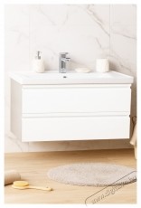 Badenmob 786 als&oacute;szekr&eacute;ny &eacute;s felf&uuml;ggesztett mosd&oacute;kagyl&oacute;, 2 fi&oacute;k, MDF, forg&aacute;cslap, 100x54x45,5 cm, feh&eacute;r H&aacute;ztart&aacute;s / Otthon / K&uuml;lt&eacute;r - F&uuml;rdőszoba / wc - Kieg&eacute;sz&iacute;tő - 536058