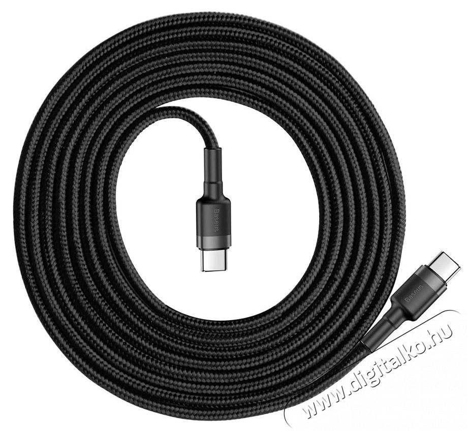 Baseus Cafule Type-C/Type-C PD2.0 60W 20V 3A QC3.0 2m szürke-fekete Tv kiegészítők - Kábel / csatlakozó - USB kábel - 368653