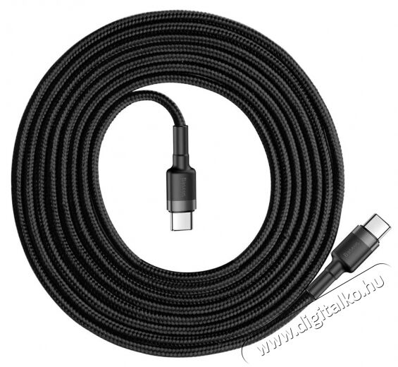 Baseus Cafule Type-C/Type-C PD2.0 60W 20V 3A QC3.0 2m szürke-fekete Tv kiegészítők - Kábel / csatlakozó - USB kábel - 368653