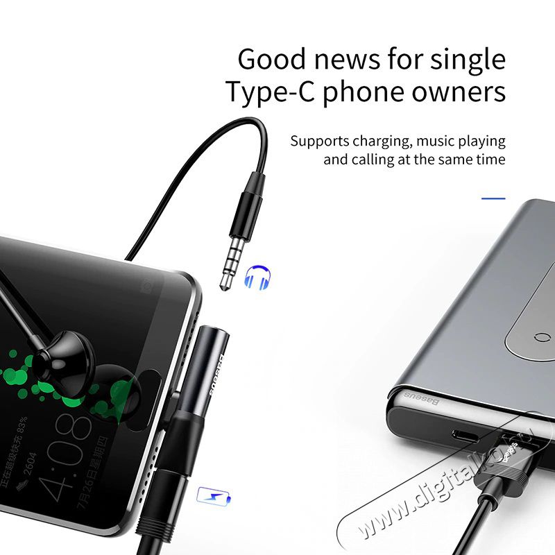 Baseus L41 USB Type-C - Type-C + 3.5mm fekete elosztó Újdonságok - Új termékek - 368679