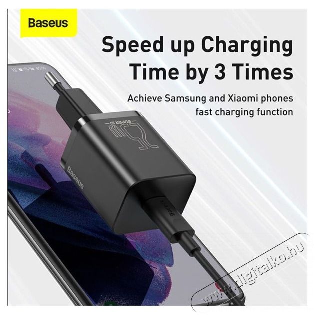 Baseus TZCCSUP-L01 25W Type-C fekete mini utazó töltő Fotó-Videó kiegészítők - Kábel - Egyéb kábel - 413532