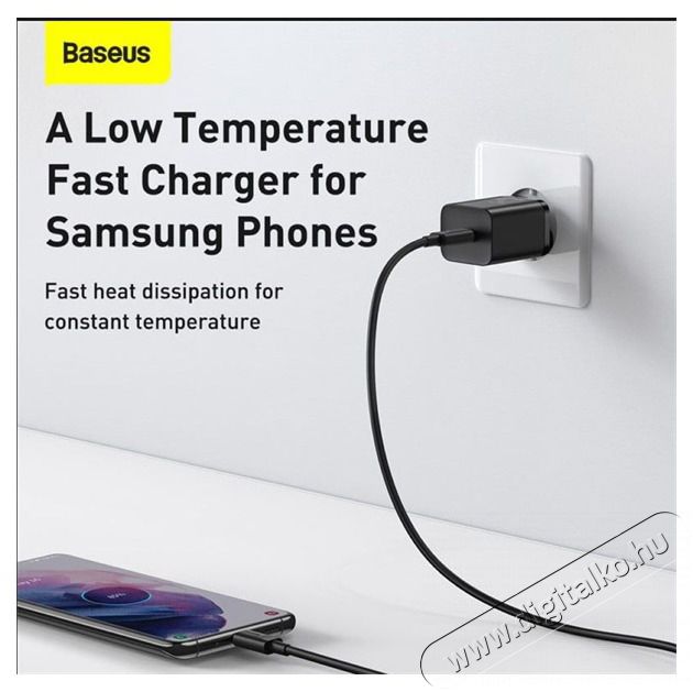 Baseus TZCCSUP-L01 25W Type-C fekete mini utazó töltő Fotó-Videó kiegészítők - Kábel - Egyéb kábel - 413532