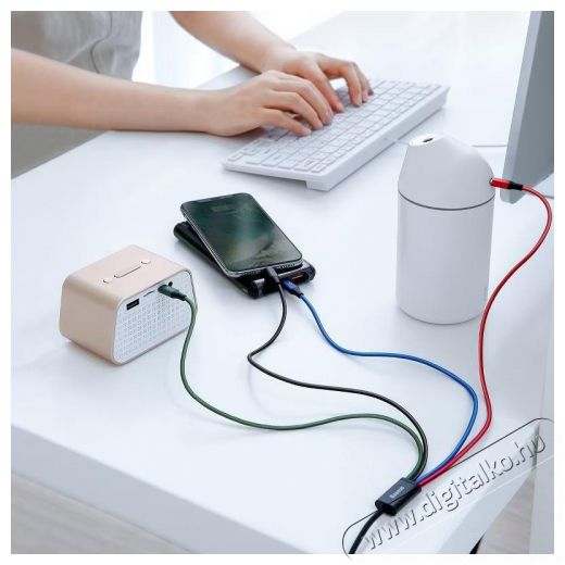 Baseus 4in1 USB-C / 2x Lightning / Micro 3.5A 1.2m kábel, fekete (CA1T4-A01) Mobil / Kommunikáció / Smart - Mobiltelefon kiegészítő / tok - Kábel / átalakító - 408561