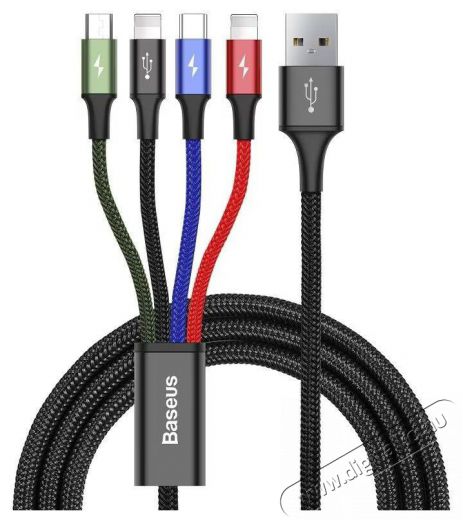 Baseus 4in1 USB-C / 2x Lightning / Micro 3.5A 1.2m kábel, fekete (CA1T4-A01) Mobil / Kommunikáció / Smart - Mobiltelefon kiegészítő / tok - Kábel / átalakító - 408561