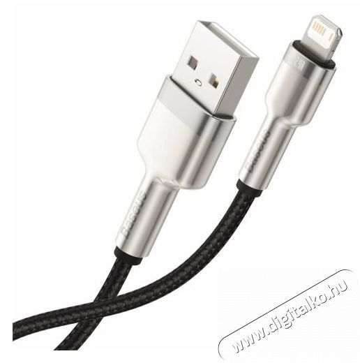 Baseus Cafule Metal Lightning kábel 2.4A 1m, fekete (CALJK-A01) Mobil / Kommunikáció / Smart - Mobiltelefon kiegészítő / tok - Kábel / átalakító - 408583