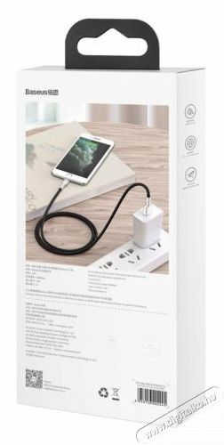 Baseus Cafule Metal Lightning kábel 2.4A 1m, fekete (CALJK-A01) Mobil / Kommunikáció / Smart - Mobiltelefon kiegészítő / tok - Kábel / átalakító - 408583