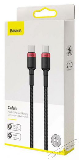 Baseus Cafule Type-C/Type-C 100W kábel 2m – fekete-piros Mobil / Kommunikáció / Smart - Mobiltelefon kiegészítő / tok - Kábel / átalakító - 408588