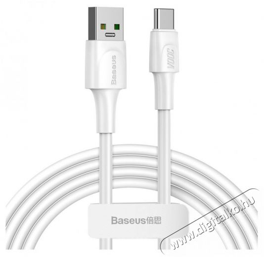 Baseus CATSW-G02 USB/USB-C adat- és töltőkábel, VOOC Quick Charge 3.0 gyorstöltés, 5A, 2m, fehér Mobil / Kommunikáció / Smart - Mobiltelefon kiegészítő / tok - Kábel / átalakító - 408655