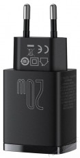 Baseus CCXJ-B01 Compact hálózati töltő USB Type-C / USB-A 20W 3A QC3.0 - Fekete Akkuk és töltők - Li-ion akkumulátor és töltő (gyári) - Töltő / hálózati adapter - 408659