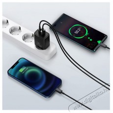 Baseus CCXJ-B01 Compact hálózati töltő USB Type-C / USB-A 20W 3A QC3.0 - Fekete Akkuk és töltők - Li-ion akkumulátor és töltő (gyári) - Töltő / hálózati adapter - 408659