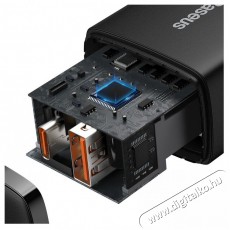 Baseus CCXJ-B01 Compact hálózati töltő USB Type-C / USB-A 20W 3A QC3.0 - Fekete Akkuk és töltők - Li-ion akkumulátor és töltő (gyári) - Töltő / hálózati adapter - 408659