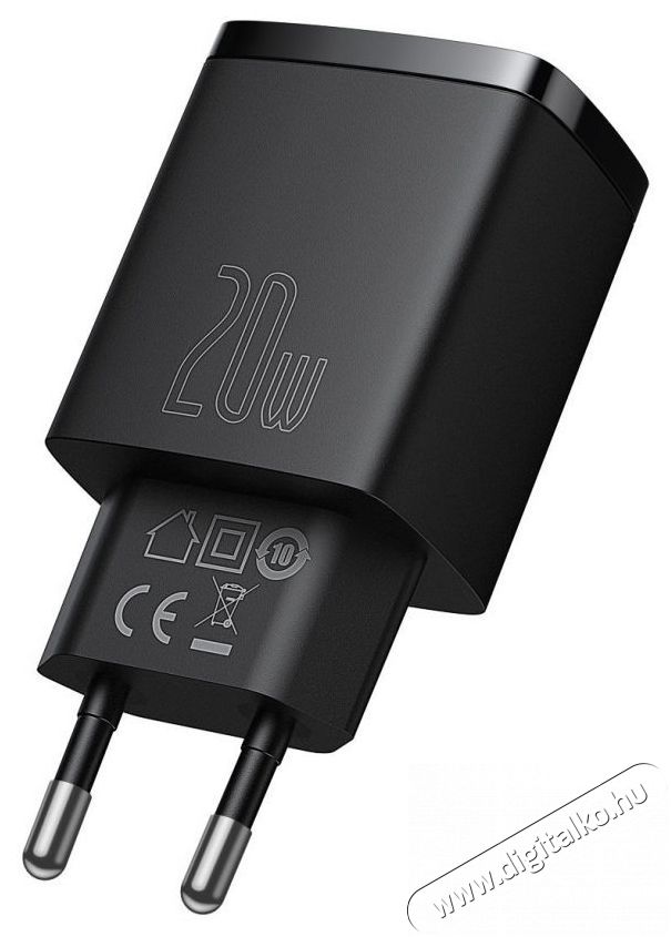Baseus CCXJ-B01 Compact hálózati töltő USB Type-C / USB-A 20W 3A QC3.0 - Fekete Akkuk és töltők - Li-ion akkumulátor és töltő (gyári) - Töltő / hálózati adapter - 408659