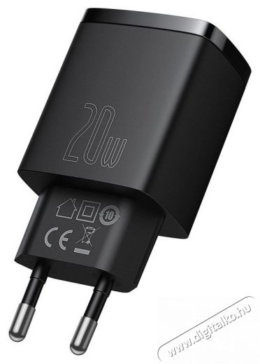 Baseus CCXJ-B01 Compact hálózati töltő USB Type-C / USB-A 20W 3A QC3.0 - Fekete Akkuk és töltők - Li-ion akkumulátor és töltő (gyári) - Töltő / hálózati adapter - 408659
