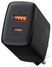 Baseus CCXJ-B01 Compact hálózati töltő USB Type-C / USB-A 20W 3A QC3.0 - Fekete Akkuk és töltők - Li-ion akkumulátor és töltő (gyári) - Töltő / hálózati adapter - 408659