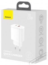 Baseus CCXJ-B02 Compact hálózati töltő USB Type-C / USB-A 20W 3A QC3.0 - Fehér Akkuk és töltők - Li-ion akkumulátor és töltő (gyári) - Töltő / hálózati adapter - 408660
