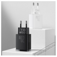 Baseus CCXJ-B02 Compact hálózati töltő USB Type-C / USB-A 20W 3A QC3.0 - Fehér Akkuk és töltők - Li-ion akkumulátor és töltő (gyári) - Töltő / hálózati adapter - 408660