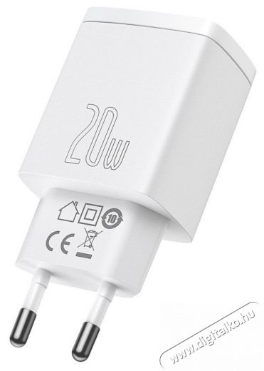 Baseus CCXJ-B02 Compact hálózati töltő USB Type-C / USB-A 20W 3A QC3.0 - Fehér Akkuk és töltők - Li-ion akkumulátor és töltő (gyári) - Töltő / hálózati adapter - 408660