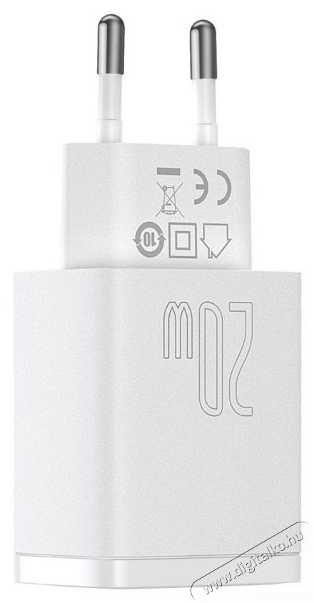 Baseus CCXJ-B02 Compact hálózati töltő USB Type-C / USB-A 20W 3A QC3.0 - Fehér Akkuk és töltők - Li-ion akkumulátor és töltő (gyári) - Töltő / hálózati adapter - 408660