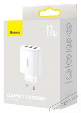 Baseus hálózati töltő, Compact töltő 3XUSB, 17W, EU, fehér (CCXJ020102) Mobil / Kommunikáció / Smart - Mobiltelefon kiegészítő / tok - Hálózati-, autós töltő - 476194