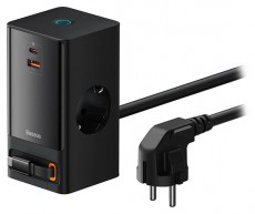 Baseus PSLR000301 PowerCombo 65W fekete hálózati töltő és elosztó Tv kiegészítők - Kábel / csatlakozó - Csatlakozó / elosztó / átalakító - 507869