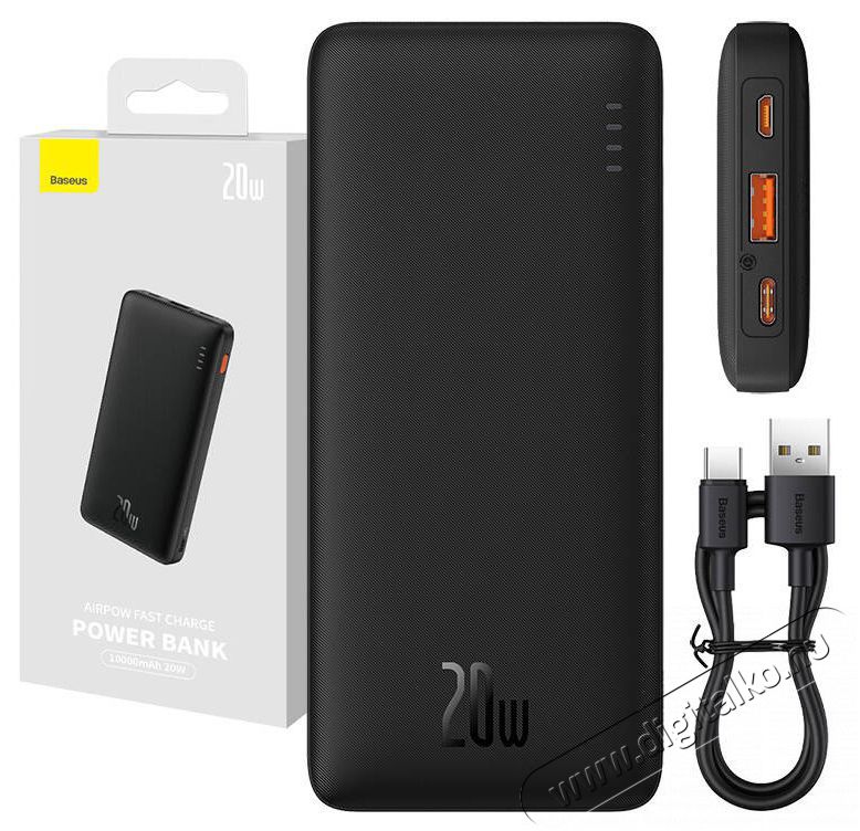 Baseus Airpow 10000 mAh, 20W, fekete power bank Mobil / Kommunik&aacute;ci&oacute; / Smart - Powerbank / K&uuml;lső akkumul&aacute;tor &eacute;s t&ouml;ltő - 513732