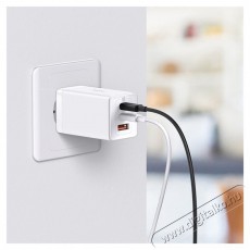 Baseus CCGP120202 GaN5 Pro 65W 2xUSB C/USB fehér töltő Mobil / Kommunikáció / Smart - Mobiltelefon kiegészítő / tok - Hálózati-, autós töltő - 515846