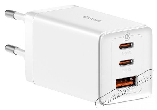 Baseus CCGP120202 GaN5 Pro 65W 2xUSB C/USB fehér töltő Mobil / Kommunikáció / Smart - Mobiltelefon kiegészítő / tok - Hálózati-, autós töltő - 515846