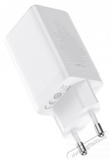 Baseus CCGP120202 GaN5 Pro 65W 2xUSB C/USB fehér töltő Mobil / Kommunikáció / Smart - Mobiltelefon kiegészítő / tok - Hálózati-, autós töltő - 515846