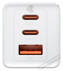 Baseus CCGP120202 GaN5 Pro 65W 2xUSB C/USB fehér töltő Mobil / Kommunikáció / Smart - Mobiltelefon kiegészítő / tok - Hálózati-, autós töltő - 515846