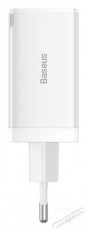Baseus CCGP120202 GaN5 Pro 65W 2xUSB C/USB fehér töltő Mobil / Kommunikáció / Smart - Mobiltelefon kiegészítő / tok - Hálózati-, autós töltő - 515846