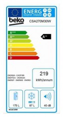 Beko CSA270M30W alulfagyasztós hűtőszekrény Konyhai termékek - Hűtő, fagyasztó (szabadonálló) - Alulfagyasztós kombinált hűtő - 330985