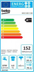 Beko WCC6511B0 elöltöltős mosógép Háztartás / Otthon / Kültér - Mosógép / szárítógép - Elöltöltős normál (60cm-ig) mosógép - 339255
