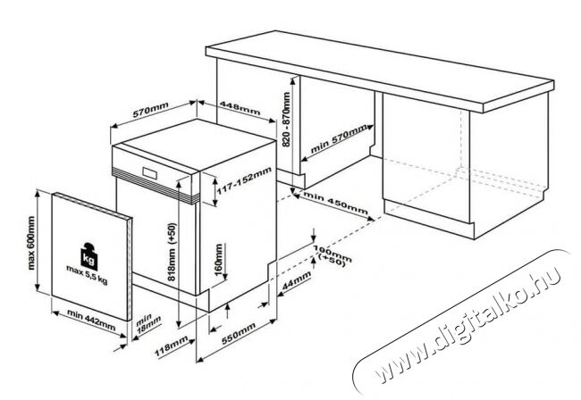 Beko DSS05011X beépíthető mosogatógép Konyhai termékek - Mosogatógép - Keskeny (45cm-ig) beépíthető mosogatógép - 349975