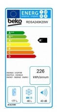 Beko RDSA240K20W felülfagyasztós hűtőszekrény Konyhai termékek - Hűtő, fagyasztó (szabadonálló) - Felülfagyasztós kombinált hűtő - 319934