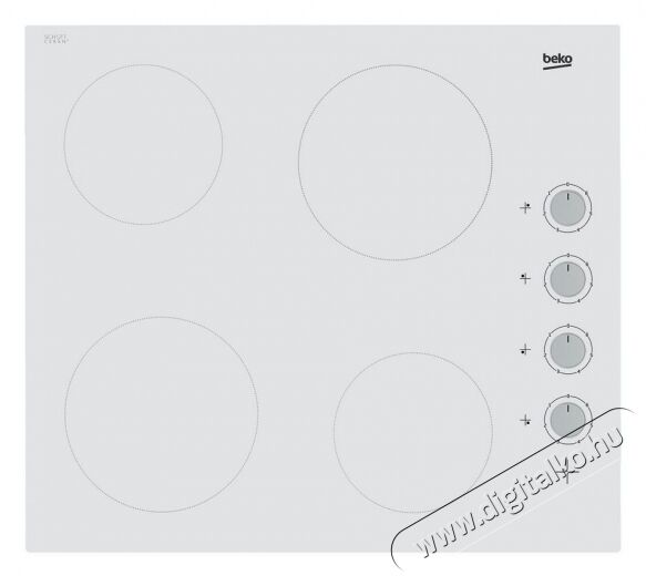Beko HIC 64100 W elektromos főzőlap Konyhai termékek - Sütő-főzőlap, tűzhely (beépíthető) - Elektromos főzőlap (beépíthető) - 339253