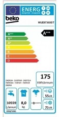 Beko WUE8736XST Mosógép Háztartás / Otthon / Kültér - Mosógép / szárítógép - Elöltöltős keskeny (45cm-ig) mosógép - 362626