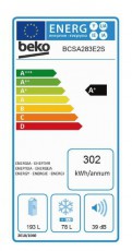 Beko BCSA283E2S beépíthető alulfagyasztós hűtő Konyhai termékek - Hűtő, fagyasztó (beépíthető) - Alulfagyasztós kombinált hűtő - 349960