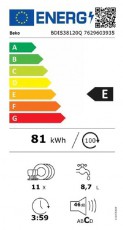 Beko BDIS38120Q beépíthető keskeny 11 terítékes mosogatógép Konyhai termékek - Mosogatógép - Keskeny (45cm-ig) beépíthető mosogatógép - 501487