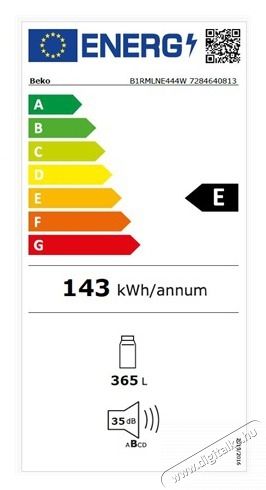 Beko B1RMLNE444W HŰTŐ EGYAJT&Oacute;S 365 L Konyhai term&eacute;kek - Hűtő, fagyaszt&oacute; (szabadon&aacute;ll&oacute;) - Egyajt&oacute;s hűtő - 502993