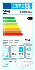 Beko B5T89243W hőszivattyús szárítógép Háztartás / Otthon / Kültér - Mosógép / szárítógép - Szárítógép - 499780
