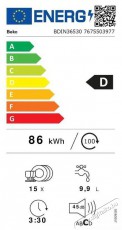 Beko Beyond BDIN36530 Konyhai termékek - Mosogatógép - Normál (60cm) beépíthető mosogatógép - 515209