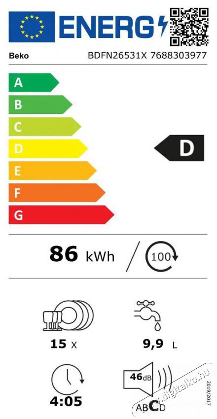 Beko BDFN26531X Norm&aacute;l (60cm) szabadon&aacute;ll&oacute; mosogat&oacute;g&eacute;p Konyhai term&eacute;kek - Mosogat&oacute;g&eacute;p - Norm&aacute;l (60cm) szabadon&aacute;ll&oacute; mosogat&oacute;g&eacute;p - 526989