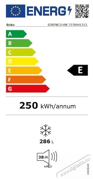 Beko B3RFNE314W Fagyaszt&oacute;, 286 l Konyhai term&eacute;kek - Hűtő, fagyaszt&oacute; (szabadon&aacute;ll&oacute;) - Fagyaszt&oacute;szekr&eacute;ny - 532971