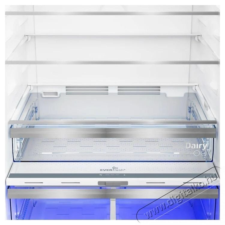 Beko B5RDNE594ZXB K&eacute;tajt&oacute;s hűtőszekr&eacute;ny, 557 l, NoFrost, HarvestFresh, Everfresh+, AeroFlow, Display, E energiaoszt&aacute;ly, 186 cm, Metal Look Konyhai term&eacute;kek - Hűtő, fagyaszt&oacute; (szabadon&aacute;ll&oacute;) - Fel&uuml;lfagyaszt&oacute;s kombin&aacute;lt hűtő - 532963